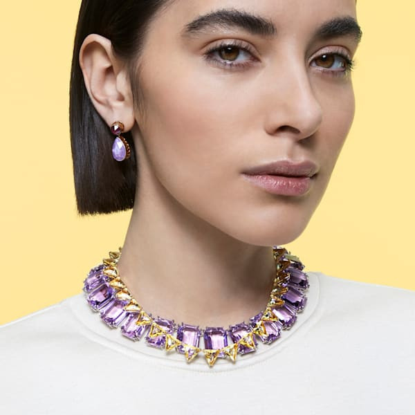 Orbita earrings, Asymmetrical, Drop cut crystals